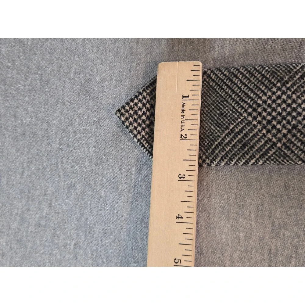 Vintage J.Crew Tie Mens Black Glen Plaid Wool Cashmere 80's Handmade USA